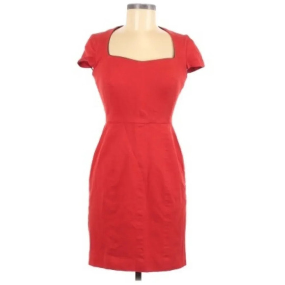 Banana Republic Sloan Sheath Red Cocktail Dress Small 6 Petite - Picture 3 of 5